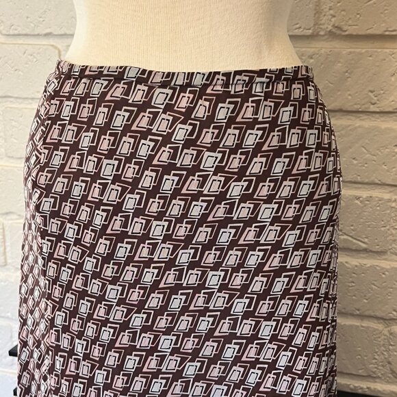 Allison Taylor brown geometric patterned midi skirt size L - Picture 5 of 5
